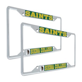 Desert Cactus Siena College Car Accessories Metal License Plate Frame for Front or Rear of Car (Mascot 2 Pack)