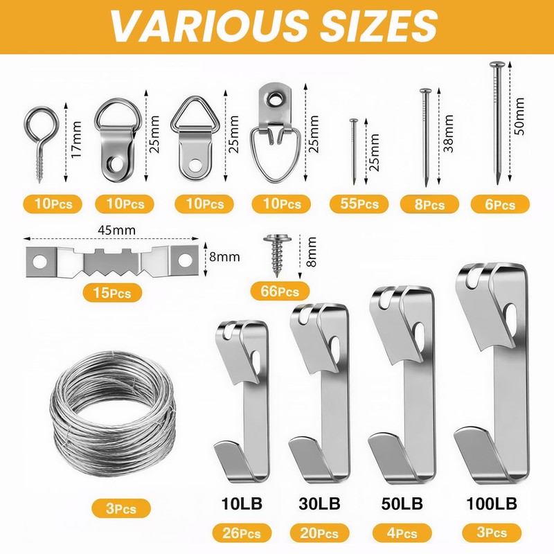 mosiller 246Pcs Picture Hanging Kit - Picture Hangers Assorted Kit