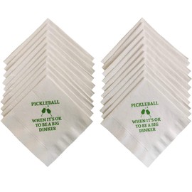 Pickleball Pickle Ball Cocktail Drink Napkins Paper Party Lime Green (White with Lime Green, 20)