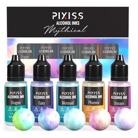 Pixiss Iridescent Color Changing Alcohol Ink Set - 5 Shades of Alcohol Ink for Epoxy Resin Supplies, Yupo Paper, Tumblers, Coasters - Resin Colorant for Epoxy Resin and Resin Art Supplies
