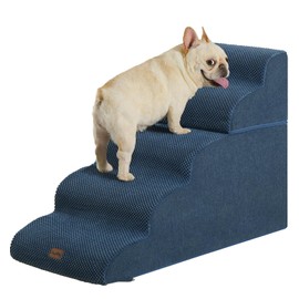Made4Pets Dog Stairs Ramp for High Bed 22.8" H, 5-Step Pet Stairs for Bed Couch Sofa Climbing, 35D Foam Pet Steps for Small Dogs and Cats, Non-Slip Bottom Dog Steps, Navy