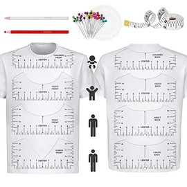 12Pcs Tshirt-Ruler Guide for Vinyl Alignment, Tshirt-Ruler for Heat Press, Tshirt-Rulers to Center Vinyl, Transparent V-Neck/Round PVC Ruler for Children Youth Adult, Front and Back Measurement (10in)