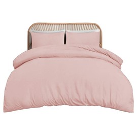 funky gadgets Single Duvet Cover Set – Soft Brushed Microfiber Plain Dyed Duvet Cover Sets with Pillow Case- Bedding Quilt Cover Set (Pink)