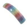 'Rainbow' Glitter Acrylic Square Barrette/Hair Clip In Silver Tone -