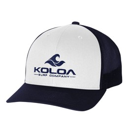 Joe's USA Koloa Surf Wave Classics Retro Trucker Cap - Mesh Snapback Hat (Navy White Navy with Navy Embroidered Logo - One Size)