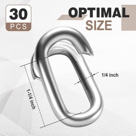 Moxweyeni 30 Pcs Chain & Fittings Repair and Lap Link, 1/4" x 1-1/4" Chain Repair Links Metal Connector, Zinc Plated