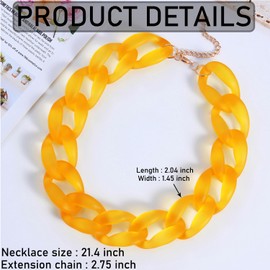Firstmeet Chunky Acrylic Necklace Smooth Chain Link Cool Statement Choker Cuban Style Jewelry Gift for Women(XL-1118-Buff Orange Matte)