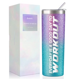 Onebttl Workout everyday Fitness Gifts for Women, Girls - Workout Gifts for women -Glitter Cup Gifts for Gym lover on Birthday, Christmas - 20 oz SS304 Stainless Steel Tumbler with Lid and Straw