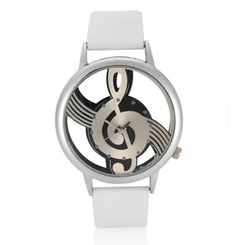 TMISHION Reloj Cuarzo Moda Deporte Estilo Analógico Redondo Hueco Nota Musical Dial PU Correa para Parejas Adultos Unisex