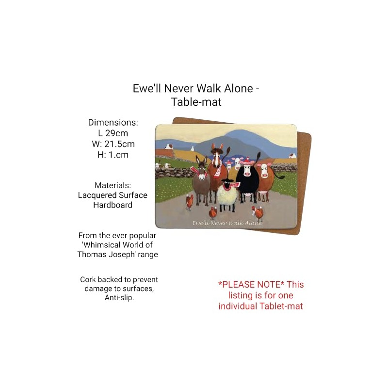 Thomas Joseph Ewe'll Never Walk Alone Large Table Mat by