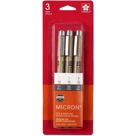 Micron Pen Pigma 3 Piece Set Cool Gray .25mm Notion, 3 Count (Pack of 1)