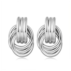 Knot Drop Earrings, Vintage Twisted Knitted Earrings, Statement Jewellery, Elegant Knot Design Stud Earrings for Women, Fashion Jewellery Gift for Women, Brass, No Gemstone