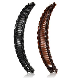 2 Stück Bananen Haarklammern, Geflochtene Banana Haarkämme, Rutschfeste Bananen-Haarspangen, für Frauen und Mädchen mit dünnem oder dichtem Haar, für den Alltag, Sport, Büro und besondere Anlässe