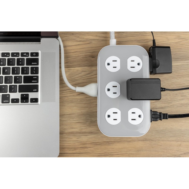 GE UltraPro 12-Outlet Surge Protector, 2100 Joules, 4ft Braided Extension