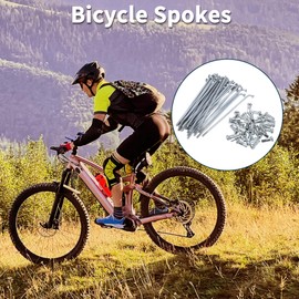 TUCKBOLD Bicycle Spokes Bike Wheel Spokes Silver Tone Nipple 1 Set 13G 80mm Length 45 Steel Galvanized
