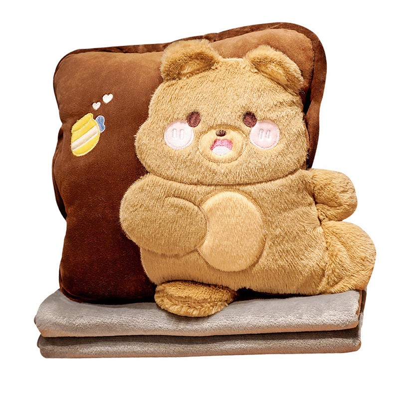 Travel Blanket and Pillow Set Multifunctional Plush Cute Animal Hand