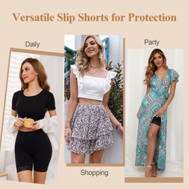 SIHOHAN Womens Anti Chafing Shorts Chub Rub Shorts Lace Slip Short Seamless Long Briefs for Under Dresses Skirts(#1 3pcs Black,S)