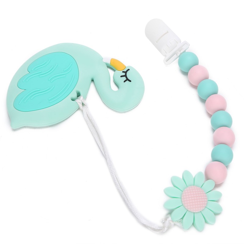 Swan Shape Infant Baby Pacifier Clip AntiLost DIY Teething Necklace