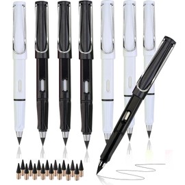 XIUSHE 8PCS Infinity Forever Pencils for Writing-0.7mm Infinite Everlasting Metal Inkless Pencils Set,Technology Magic Writing Pencil For School Office Professional Use (Style,8)