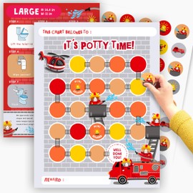 Toddler Potty Training Sticker Chart for Boys - Fire Engine Design - Sticker Chart for Potty Training - Routine Chart for Children Baby Son Grandson - Train to Poop - by Central 23