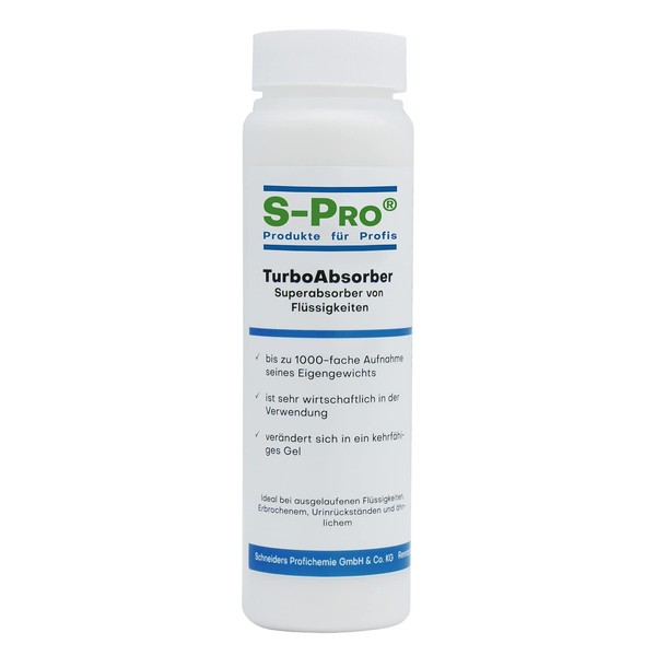 S-Pro TurboAbsorber 500 ml Odour Killer Powder – Multi-Purpose Super Absorber Effectively Binds Unpleasant Odours & Liquids such as Urine, Blood, Faeces & Vomit – Puke Powder Granules Binder
