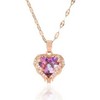 Collar mujer oro rosa corazón elegante dije colgante chapado en