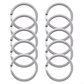 TITECOUGO 30mm KeyRings Keychain Stainless Steel Flat Split KeyRing Circular Keychain Hoops Keyring Loop Keyring Connector 10 PCS