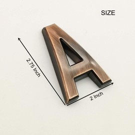 Hopewan Mailbox Letters, 2 PCS 3D Plastic "A", Self Adhesive Door Address Sign Alphabet Stickers for Home Room or House Decor Project, 2 Pcs "A". (2.75" Letter A, Bronze)