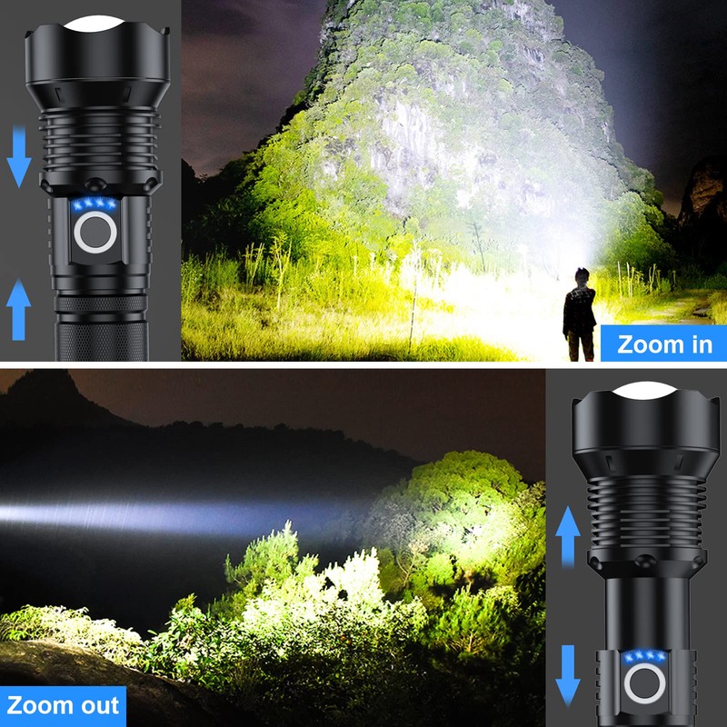 MILAOSHU Rechargeable Flashlights 90000 High Lumens - 2 Pack, Super
