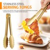 Luxshiny 4pcs Golden Stainless Steel Serving Tongs for Cooking, BBQ,