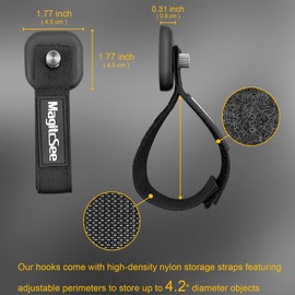 2 Pack Heavy Duty Magnetic Hook Straps for Extension Cords, Powerful Cruise Garage Storage Hook Ties for Hanging Cables, Garden Hoses Ropes, Workshop Tool Box Magnet Organize Hangers for Tools