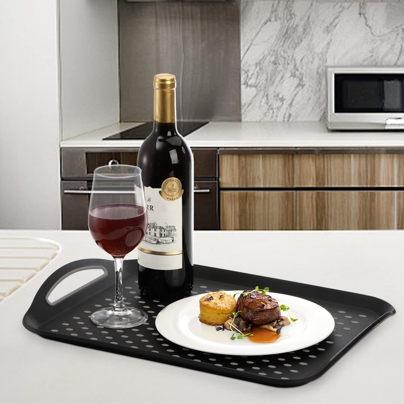 TOPZEA 2 Pack Non Slip Serving Trays with Handle, Plastic