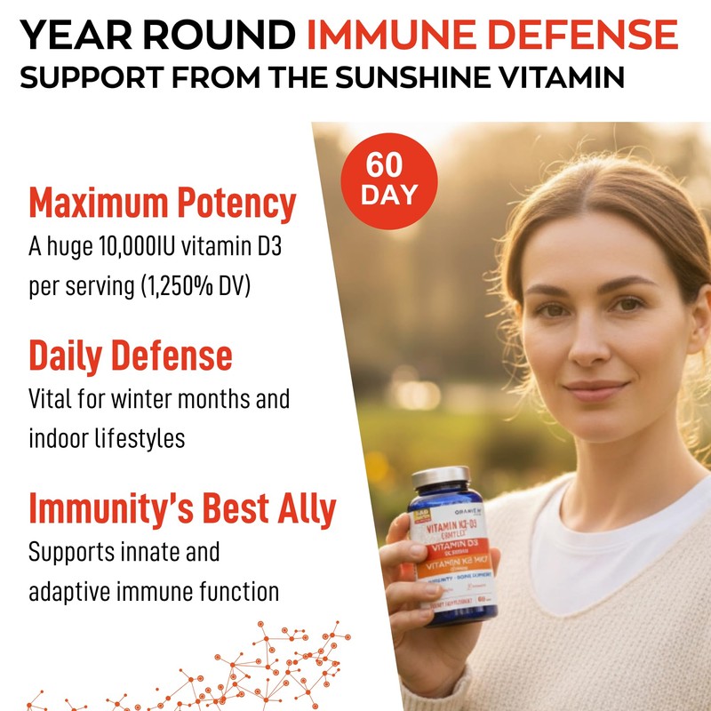 Granions Max Strength Vitamin D3 K2 Supplement - 250mcg (10,000