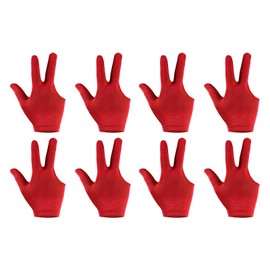 PATIKIL 3 Fingers Pool Gloves 8pcs Billiard Gloves Left and Right Hand Show Gloves Pool Cue Gloves for Shooter Carrom Pool Snooker Cue Sports Red