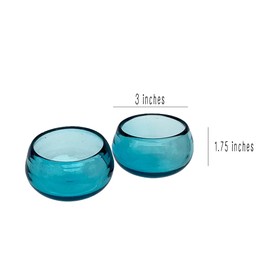 The Curated Pantry Hand Blown Mezcal + Tequila Glasses | Mezcal Copitas | Made in Mexico - Set of 2 (7 Colors Available) (Turquoise, 3 fl oz)