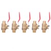 5 Pcs Ball Valve G1/4 Double Male Thread Thickened Brass
