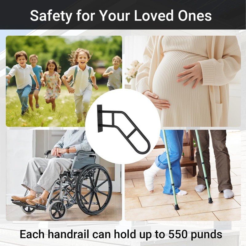 Aduanbang Hand Rails for Outdoor Steps & Elderly,U-Shape Wall Mount