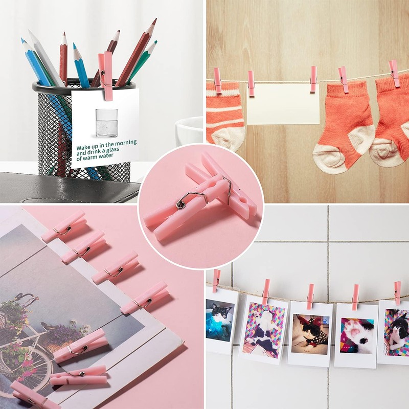 100PCS Baby Shower Clothespin Games Mini Pink Clothes Pins 1.4