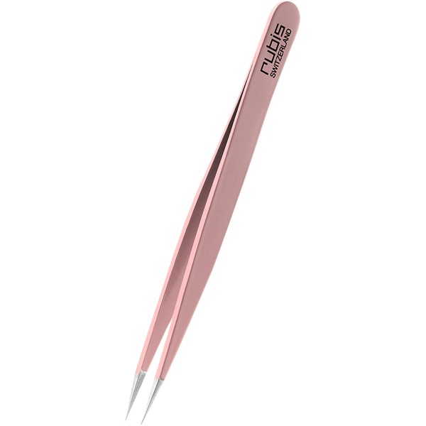 Rubis Splinter Tweezers - Pointed Tweezers for Splitters and Ingrown Hair - Pointed Tweezers (Pink)