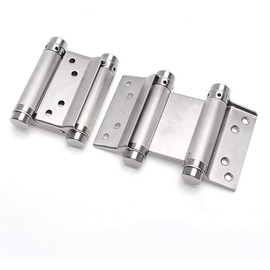 Ranbo 4 Inch Double Action Spring Hinges 304 Stainless Steel Self Closing Two Way Acting Hinges for Exterior Cafe Saloon Pub Swinging Doors, Including Pins and Screws, 1 Pair, Brushed