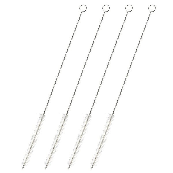 Juvale 4-Pack Metallic Straw Cleaner Brush, Extra Long Stainless Steel with Bristles for Cleaning Reusable Drinking Straws, Water Bottles, Boba Straws, Pipes, Tubes (12 in)