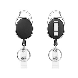 Pack of 2 Retractable Key Chain Lanyard Extendable for Keys ID Badge Holder Card Holder and Belt Clip (Black)