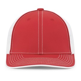 Pacific Headwear Standard Trucker Flexfit Cap, Red/White