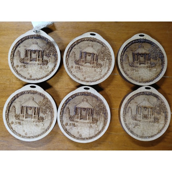 Unbranded Set of 6 Laser Engraved Gazebo Red Alder Round