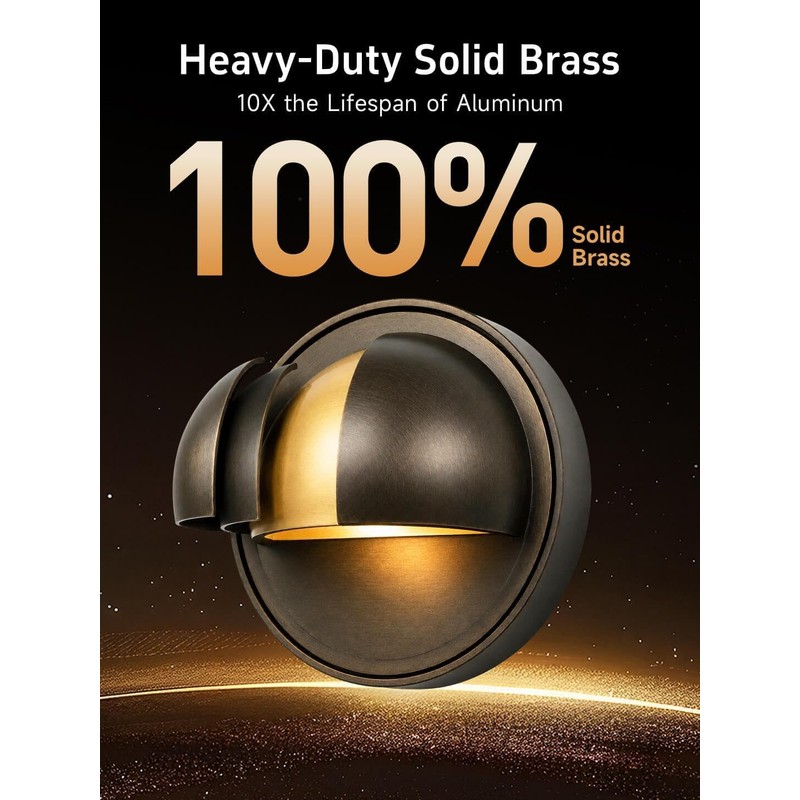 Gardenreet Solid Brass Deck Light, 12V, Bronze, Bulb Not Included,