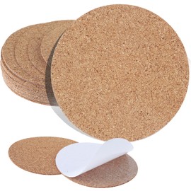 16Pcs Cork Sheet, Mabor Round Cork Backing for Coasters 3.5 Inch Self Adhesive Thin Cork Board Cork Pads Cork Tiles Wood Color Peel and Stick Cork for DIY Craft Accessories(9cm)