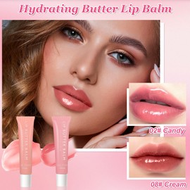 2PCS Summer Special Lip Butter Balm, Moisturizing Natural Lip Balm for A Sheer Tint of Colour, Gloss Lip Oil Instant Brightened Moisture, Nourishing Lip Mask for Dry & Chapped Lips, Gifts for Girls