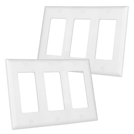 2 Pack Decorator Wall Plate Outlet Covers, Standard Size 3-Gang 4.57” x 6.38", Unbreakable And High Temperature Resistant Light Switch Covers, White