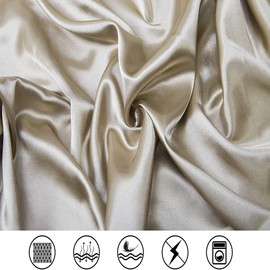 Satin Bed Sheets King Size Sheets, Taupe Silk Sheets, 4 - Pieces Soft Bedding Set with 1 Deep Pocket Fitted Sheet,1 Flat Sheet,2 Pillowcase