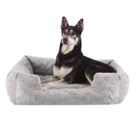 Best Friends by Sheri Soothe & Snooze Lounge Lux Memory Foam Rectangular Dog Bed, Washable, Grey, Large 36" x 27"